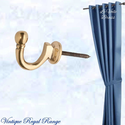Le Voile Polished Brass acorn Tie back hook 45mm - Vintique Concepts