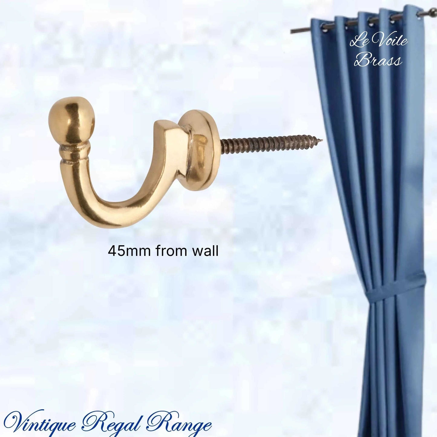 Le Voile Polished Brass acorn Tie back hook 45mm - Vintique Concepts