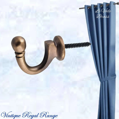 Le Voile Antiqued Brass acorn Tie back hook 45mm - Vintique Concepts