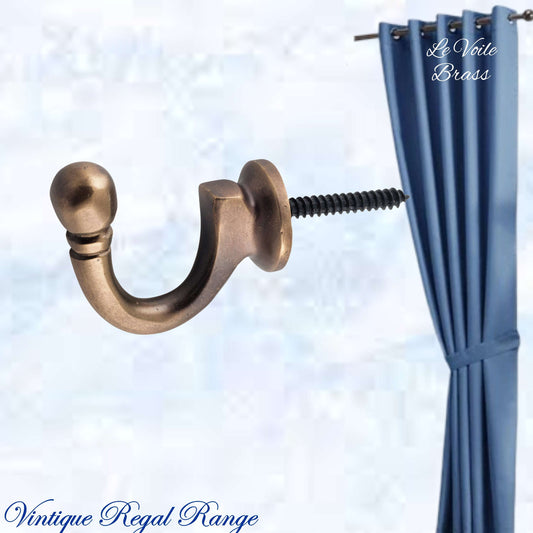 Le Voile Antiqued Brass acorn Tie back hook 45mm