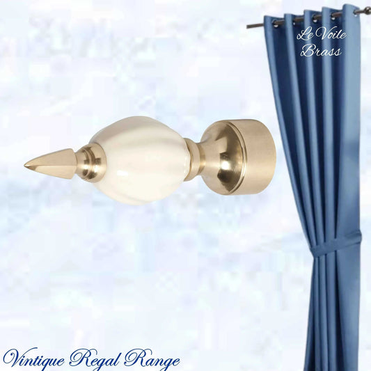 Le Voile Polished Brass / Porcelain Finial (fits 19mm Rod) - Vintique Concepts