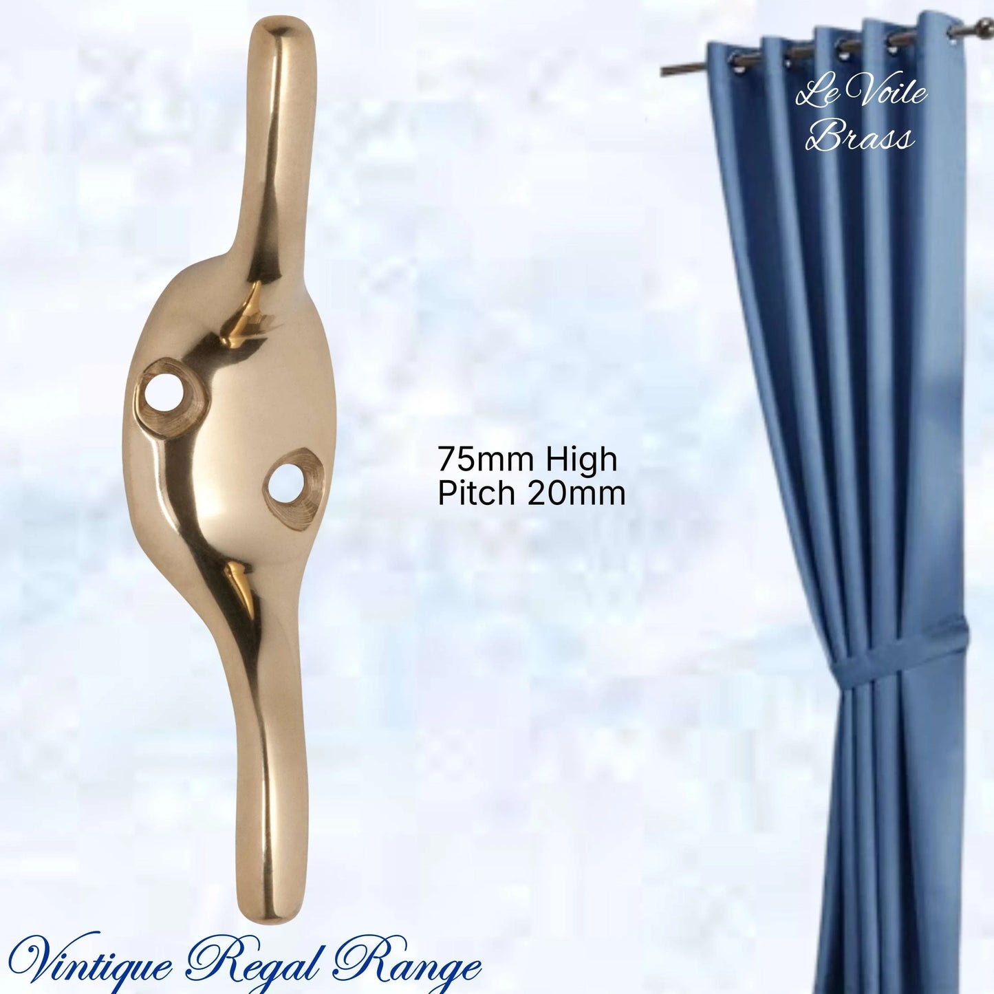 Le Voile Curtain Cleat Hook 75mm High (6 Finishes) - Vintique Concepts