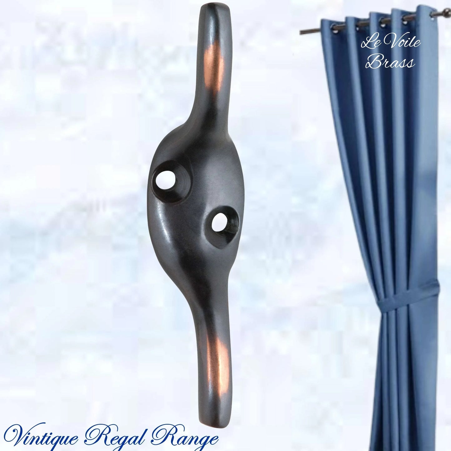 Le Voile Curtain Cleat Hook 75mm High (6 Finishes) - Vintique Concepts