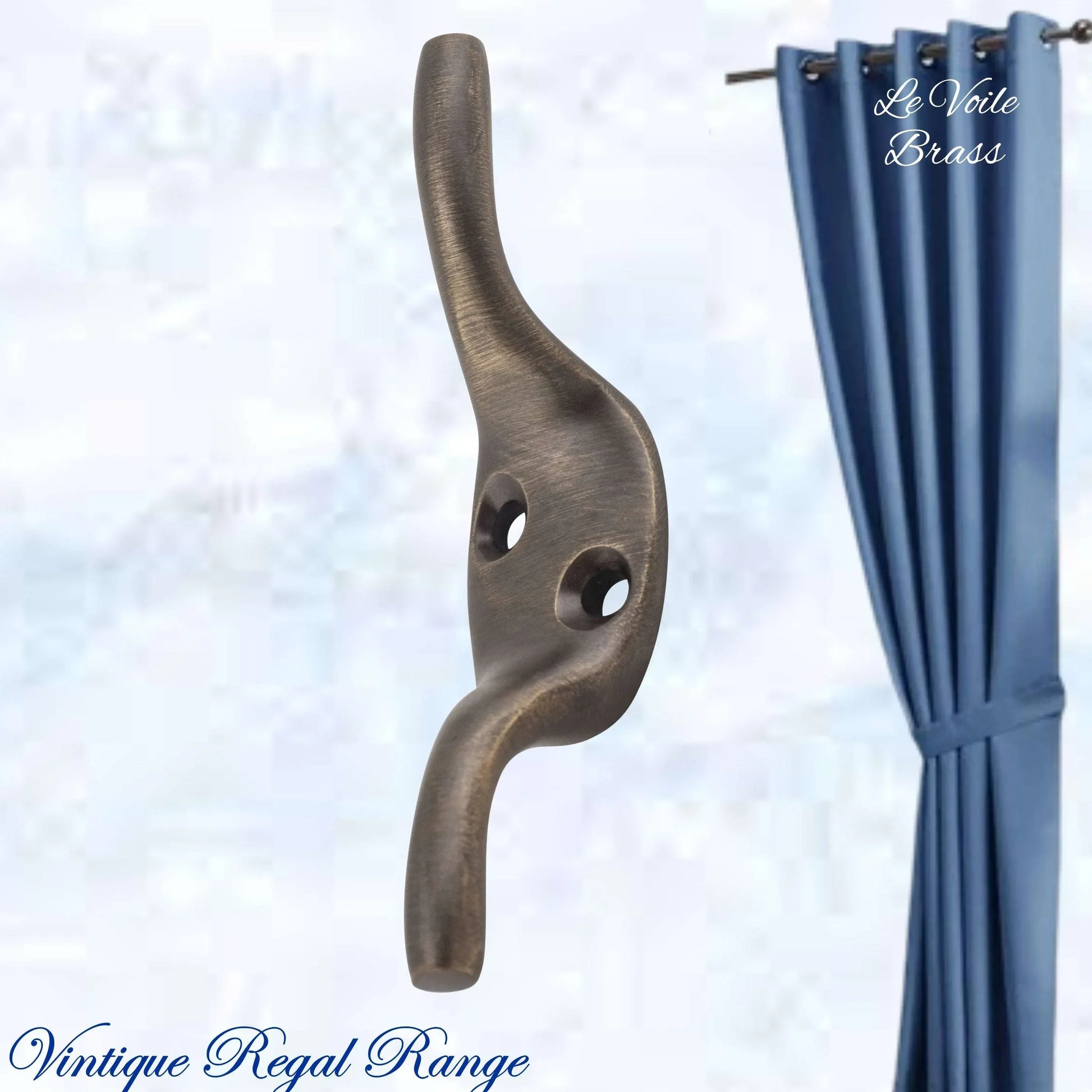 Le Voile Curtain Cleat Hook 75mm High (6 Finishes) - Vintique Concepts