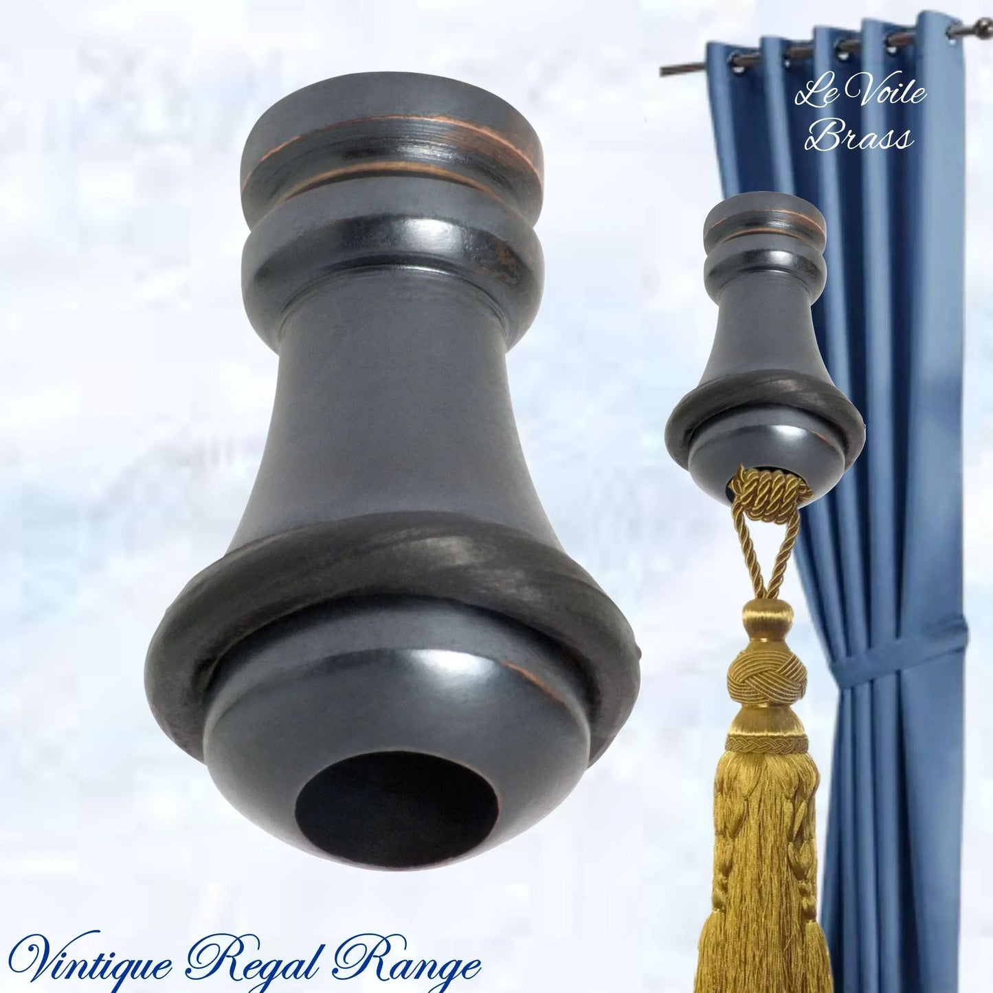 Le Voile Curtain Cord Weight 32mm High -6 Finishes with Rubber Bumper - Vintique Concepts