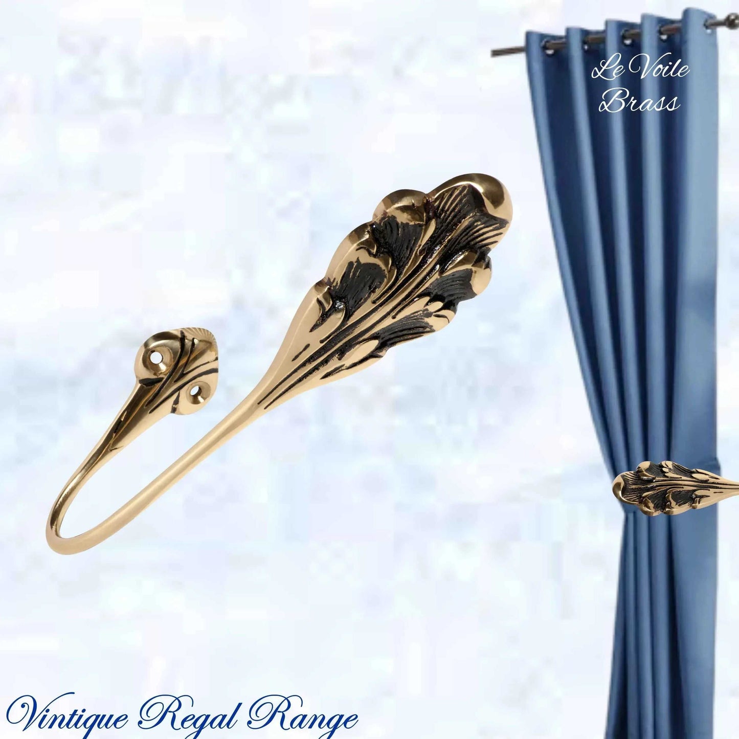 Le Voile Polished Brass Scallop curtain / drape Sweep 170mm - Vintique Concepts