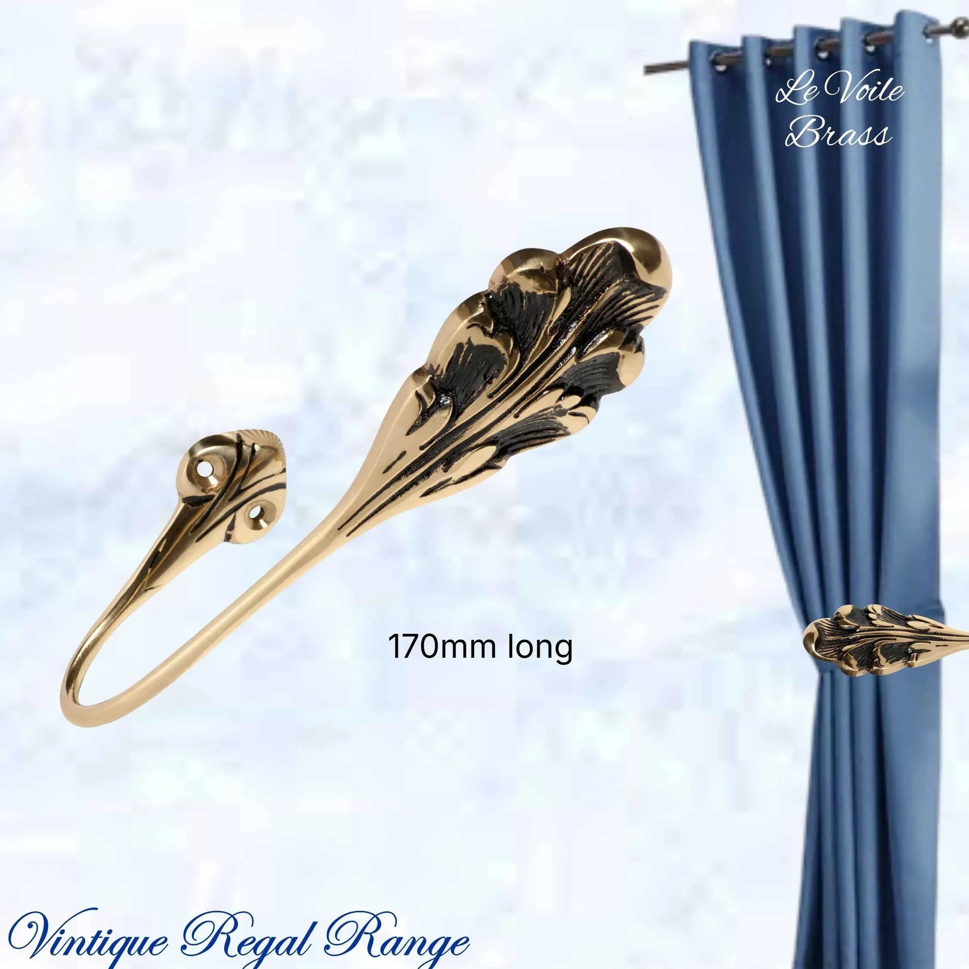 Le Voile Polished Brass Scallop curtain / drape Sweep 170mm - Vintique Concepts