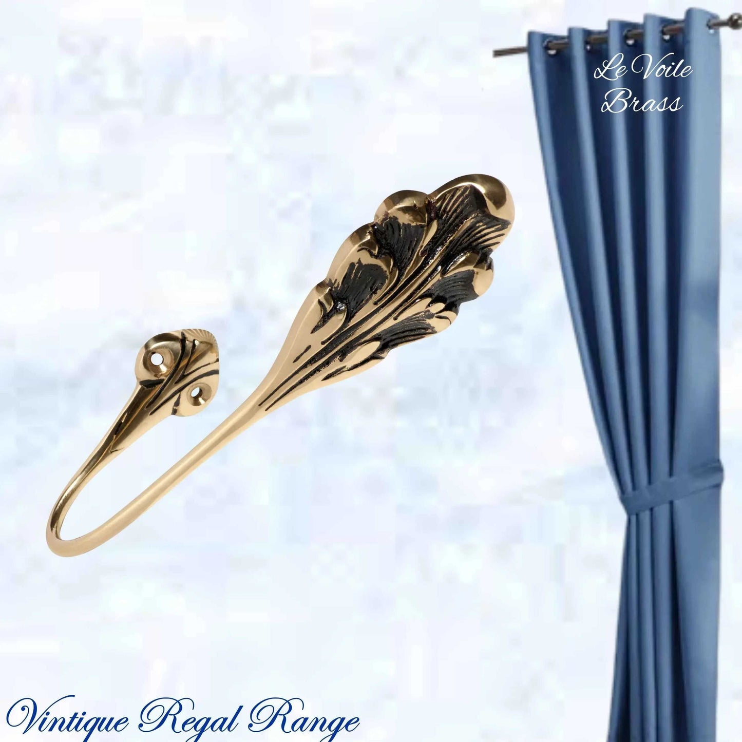 Le Voile Polished Brass Scallop curtain / drape Sweep 170mm - Vintique Concepts