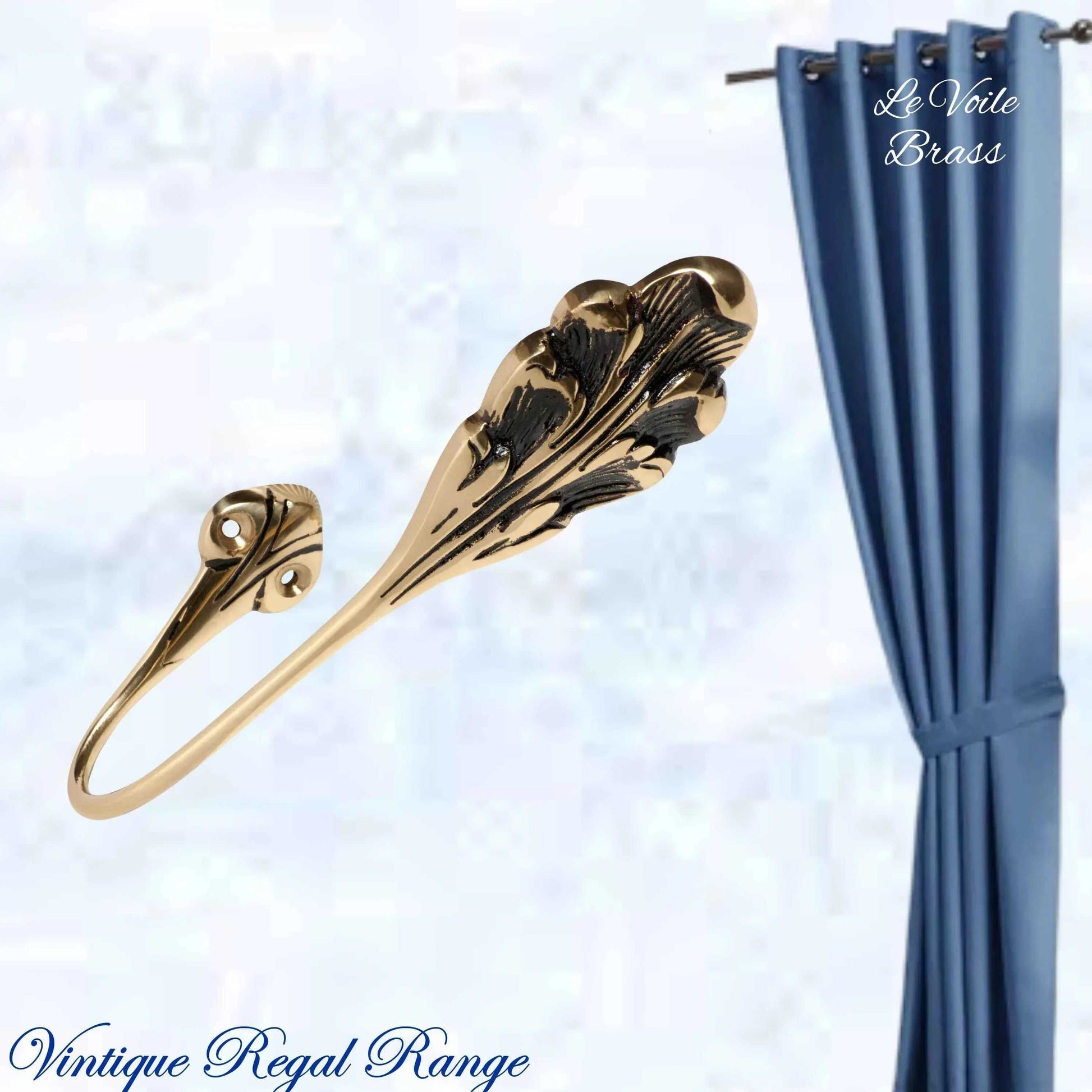 Le Voile Polished Brass Scallop curtain / drape Sweep 170mm - Vintique Concepts