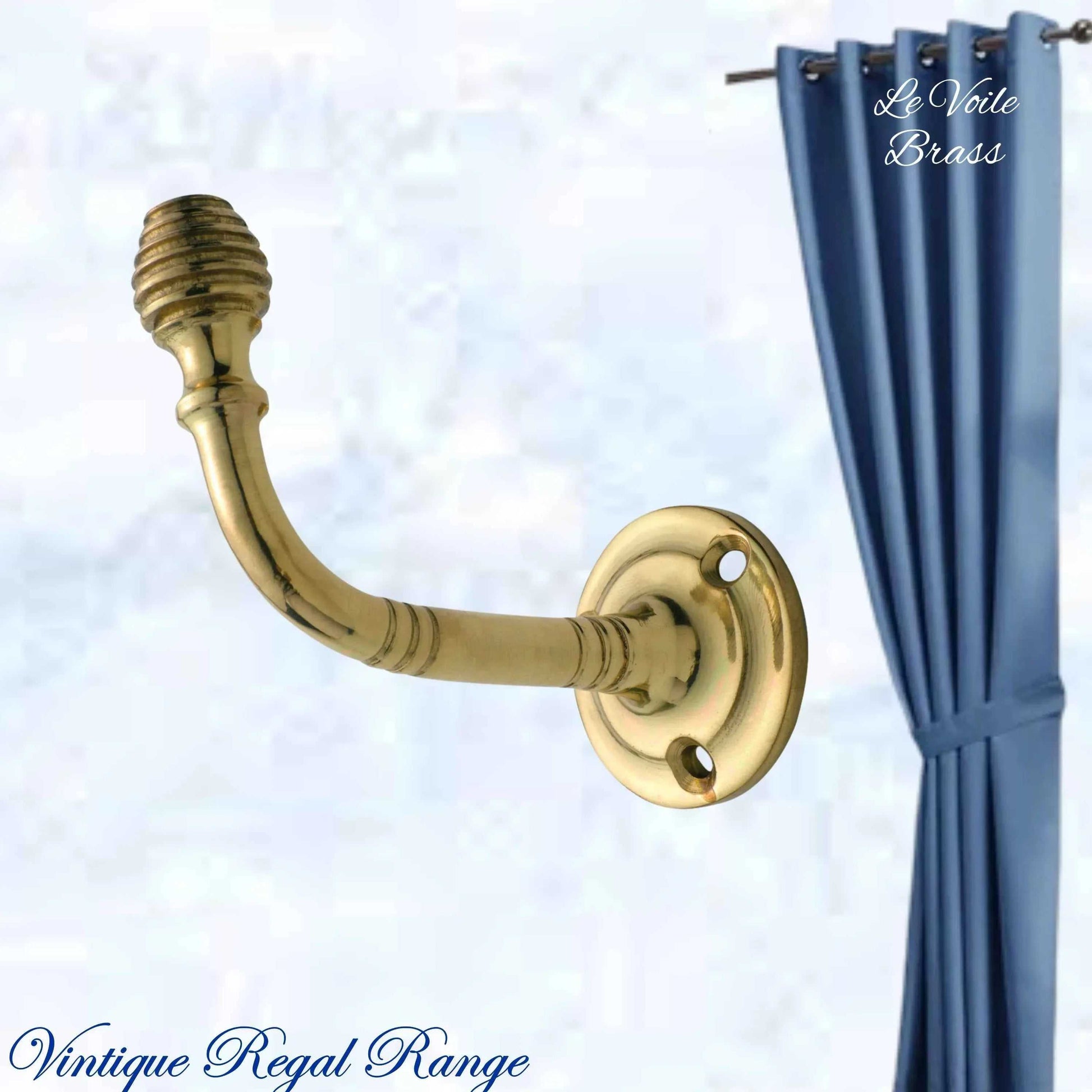 Le Voile Polished Brass beehive tie back hook - Vintique Concepts