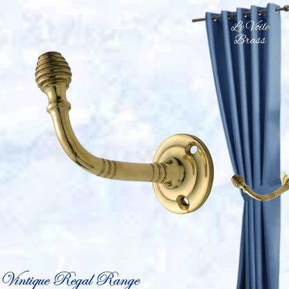 Le Voile Polished Brass beehive tie back hook - Vintique Concepts