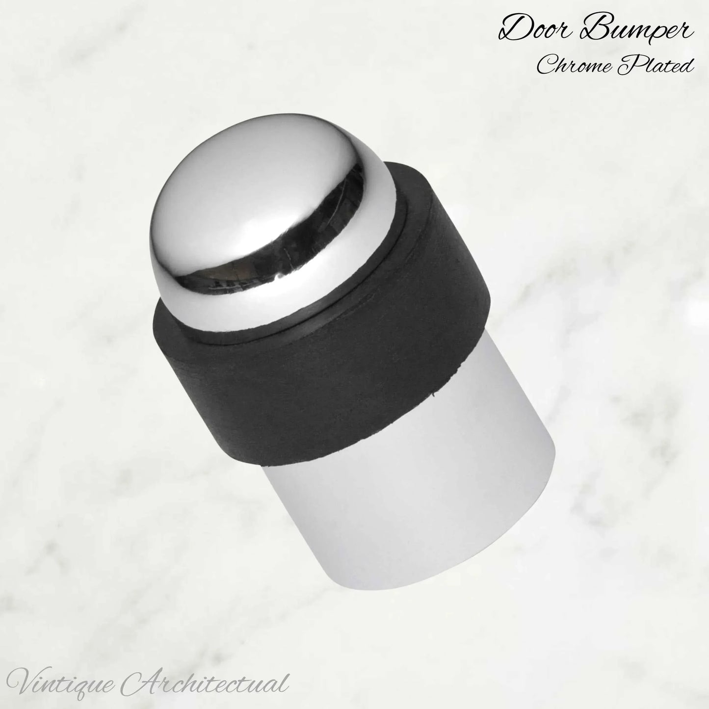 Chrome plated Brass Floor rubber DOOR BUMPER stop - Vintique Concepts