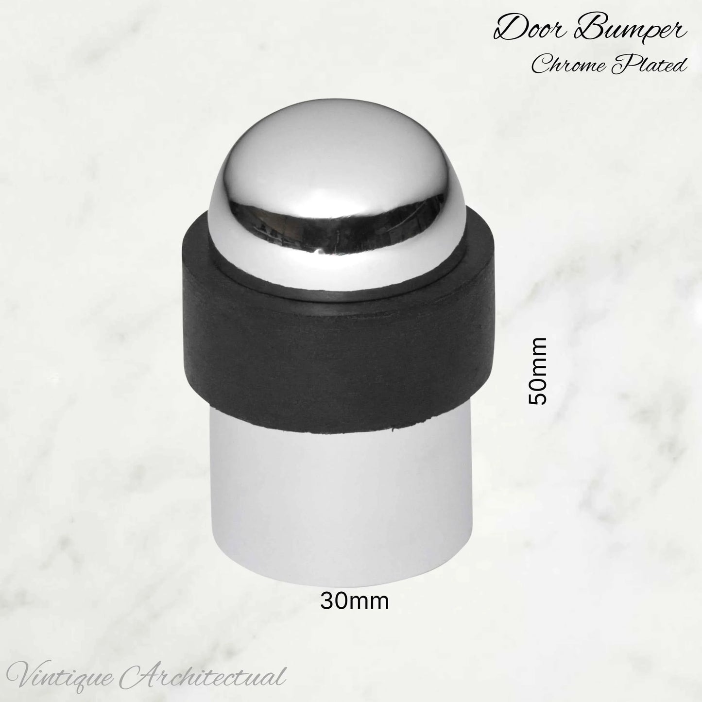 Chrome plated Brass Floor rubber DOOR BUMPER stop - Vintique Concepts
