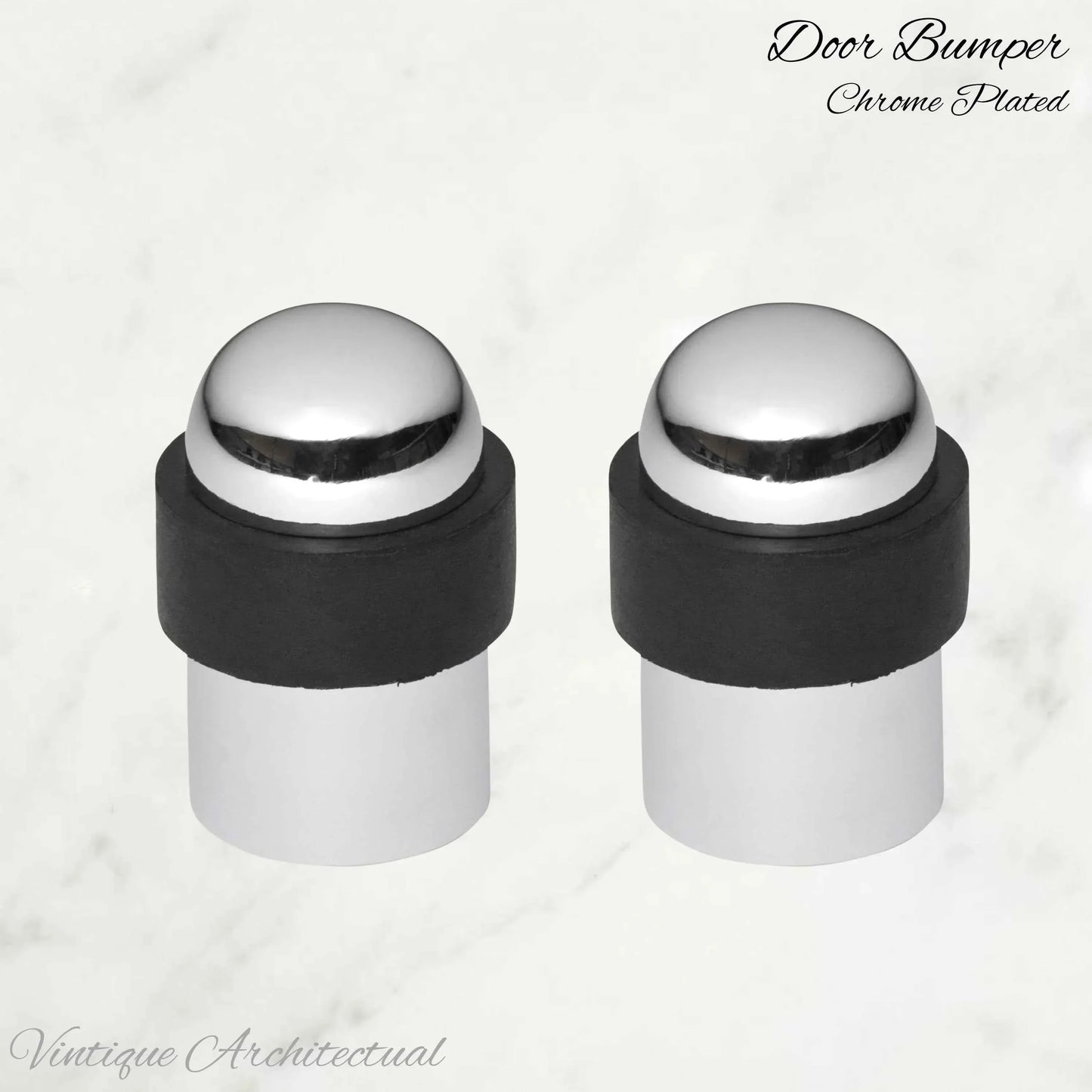 Chrome plated Brass Floor rubber DOOR BUMPER stop - Vintique Concepts