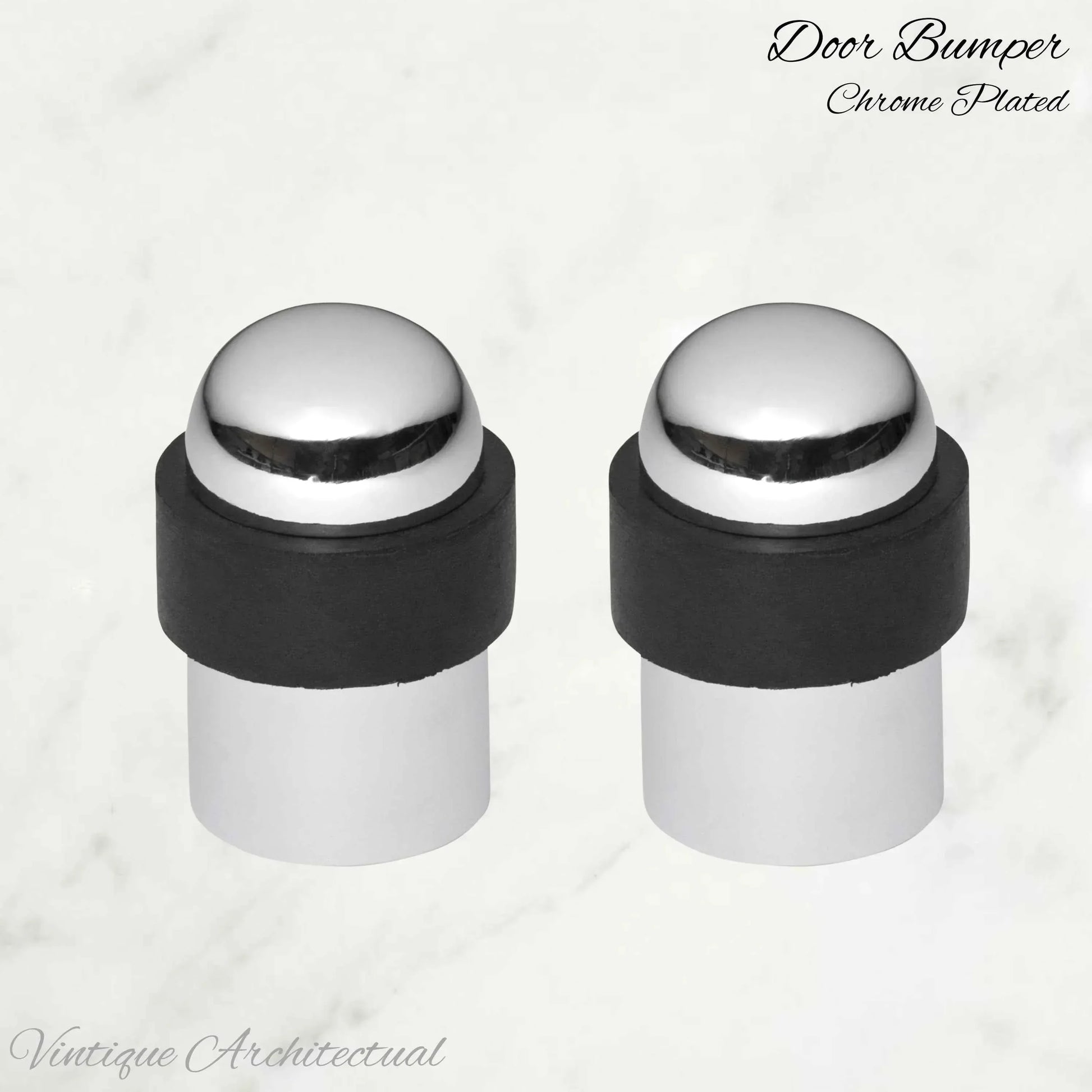 Chrome plated Brass Floor rubber DOOR BUMPER stop - Vintique Concepts