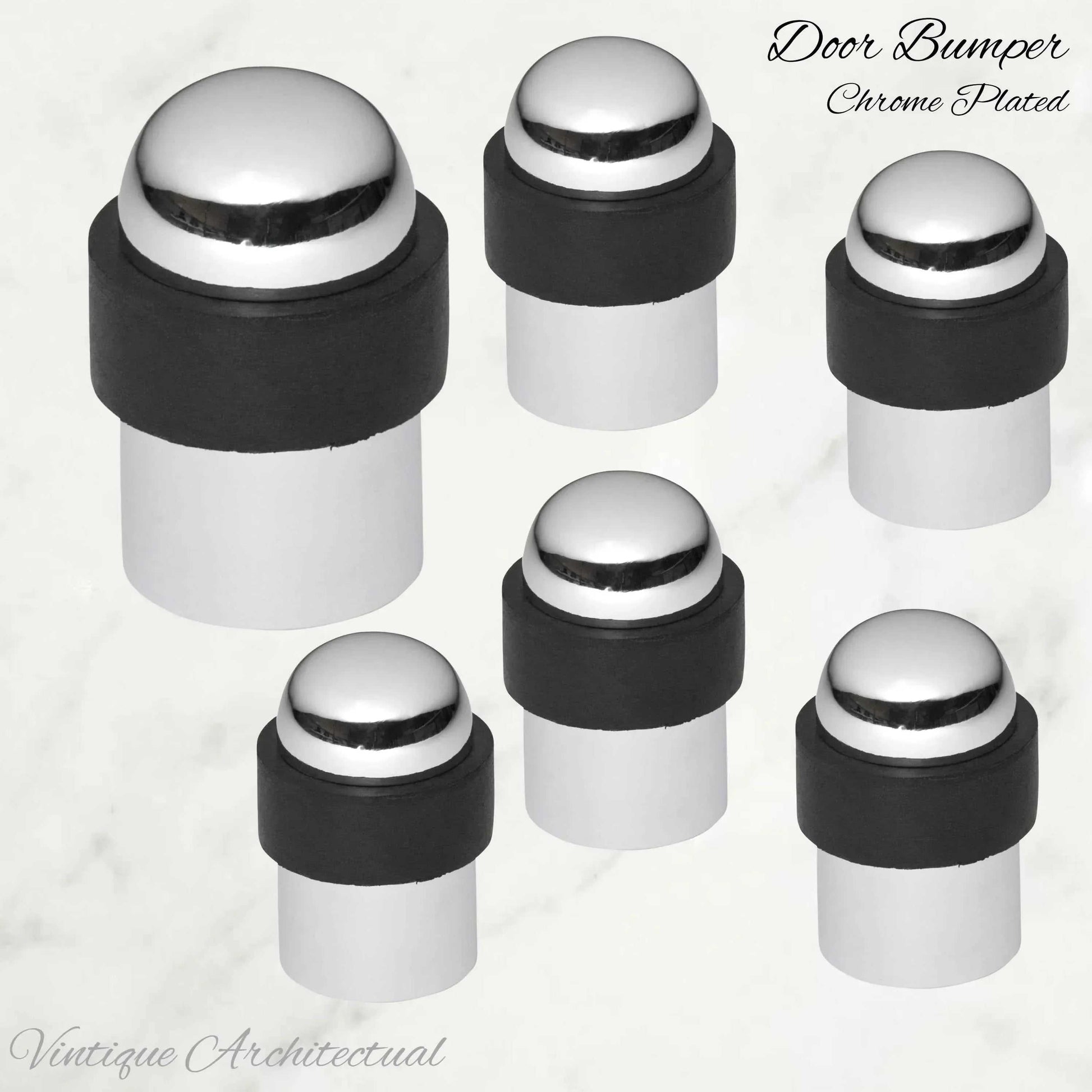 Chrome plated Brass Floor rubber DOOR BUMPER stop - Vintique Concepts