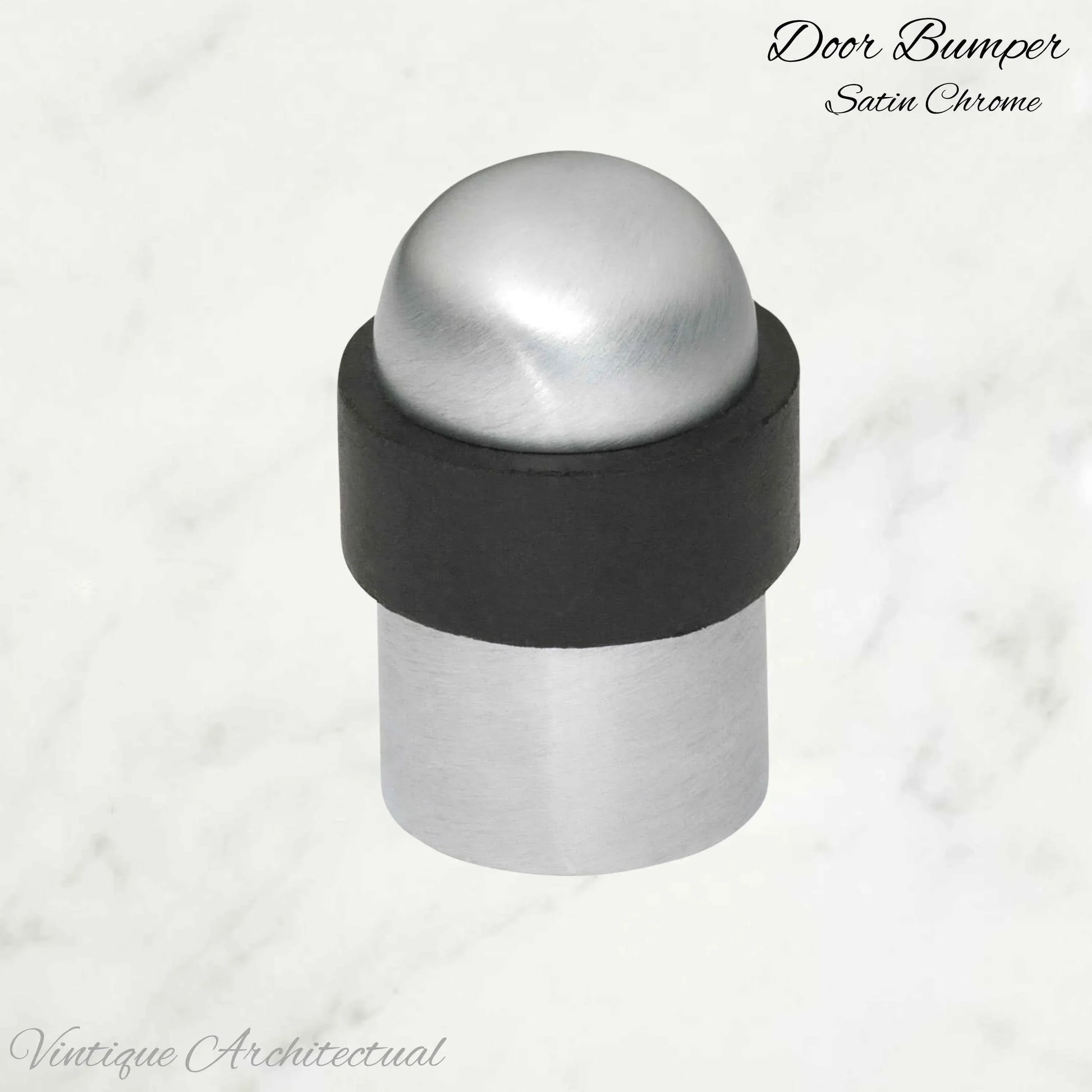 Satin Chrome Brass Floor rubber DOOR BUMPER stop - Vintique Concepts