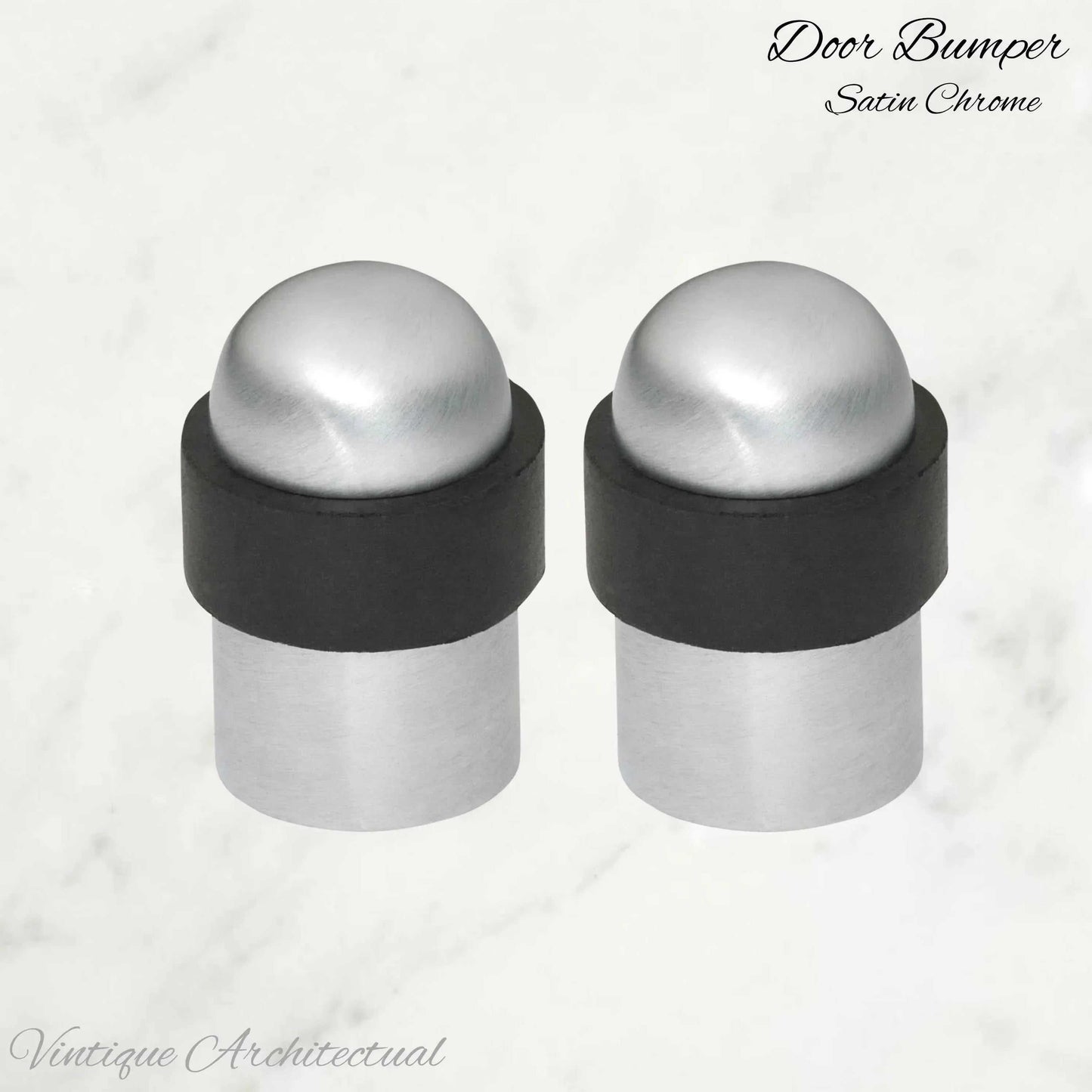 Satin Chrome Brass Floor rubber DOOR BUMPER stop - Vintique Concepts