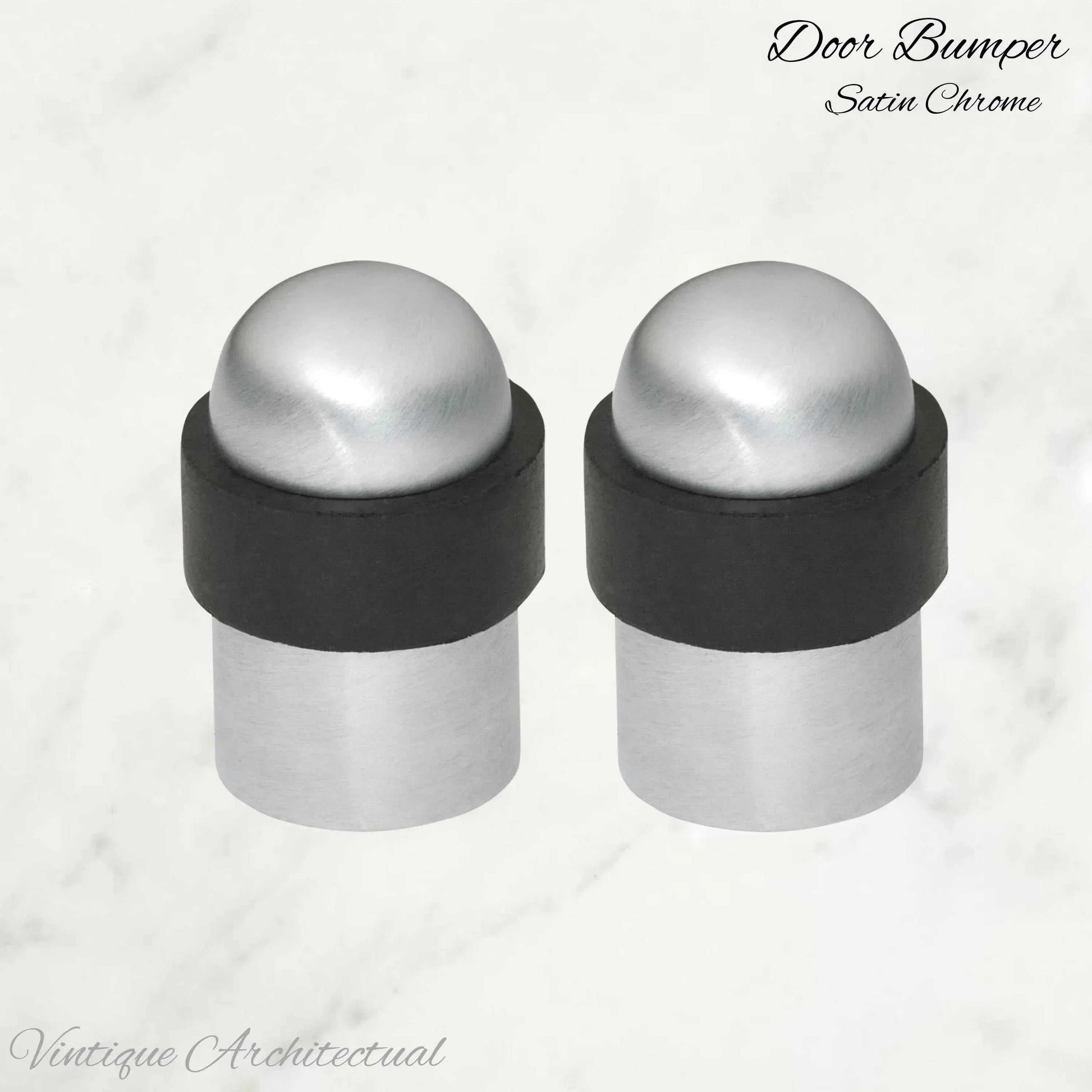 Satin Chrome Brass Floor rubber DOOR BUMPER stop - Vintique Concepts