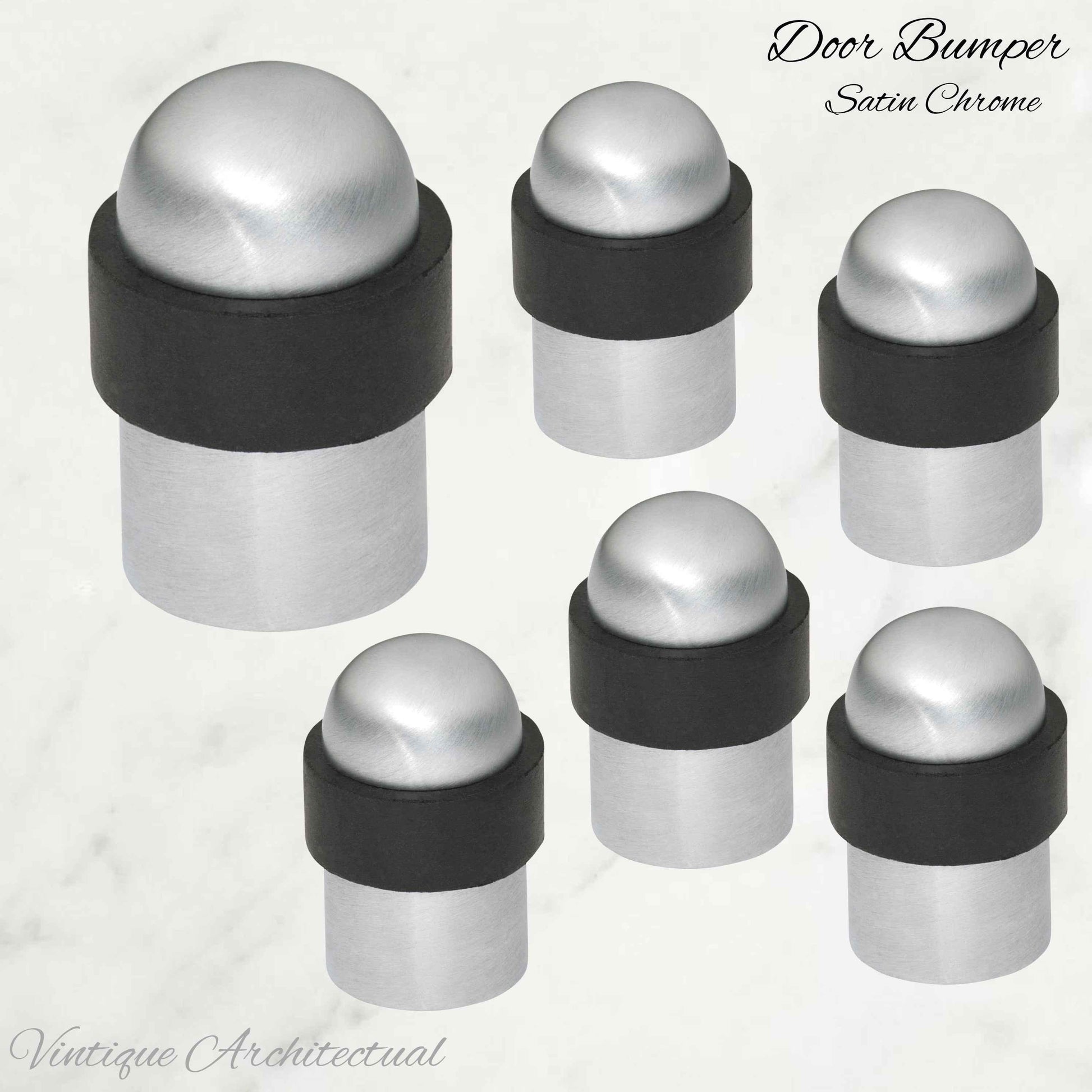 Satin Chrome Brass Floor rubber DOOR BUMPER stop - Vintique Concepts