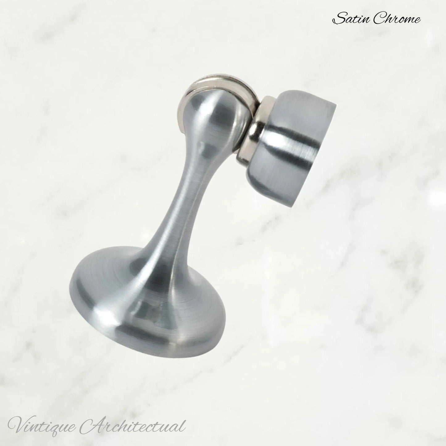 Satin Chrome Brass Magnetic door stop 75mm L x 44mm baseplate - Vintique Concepts