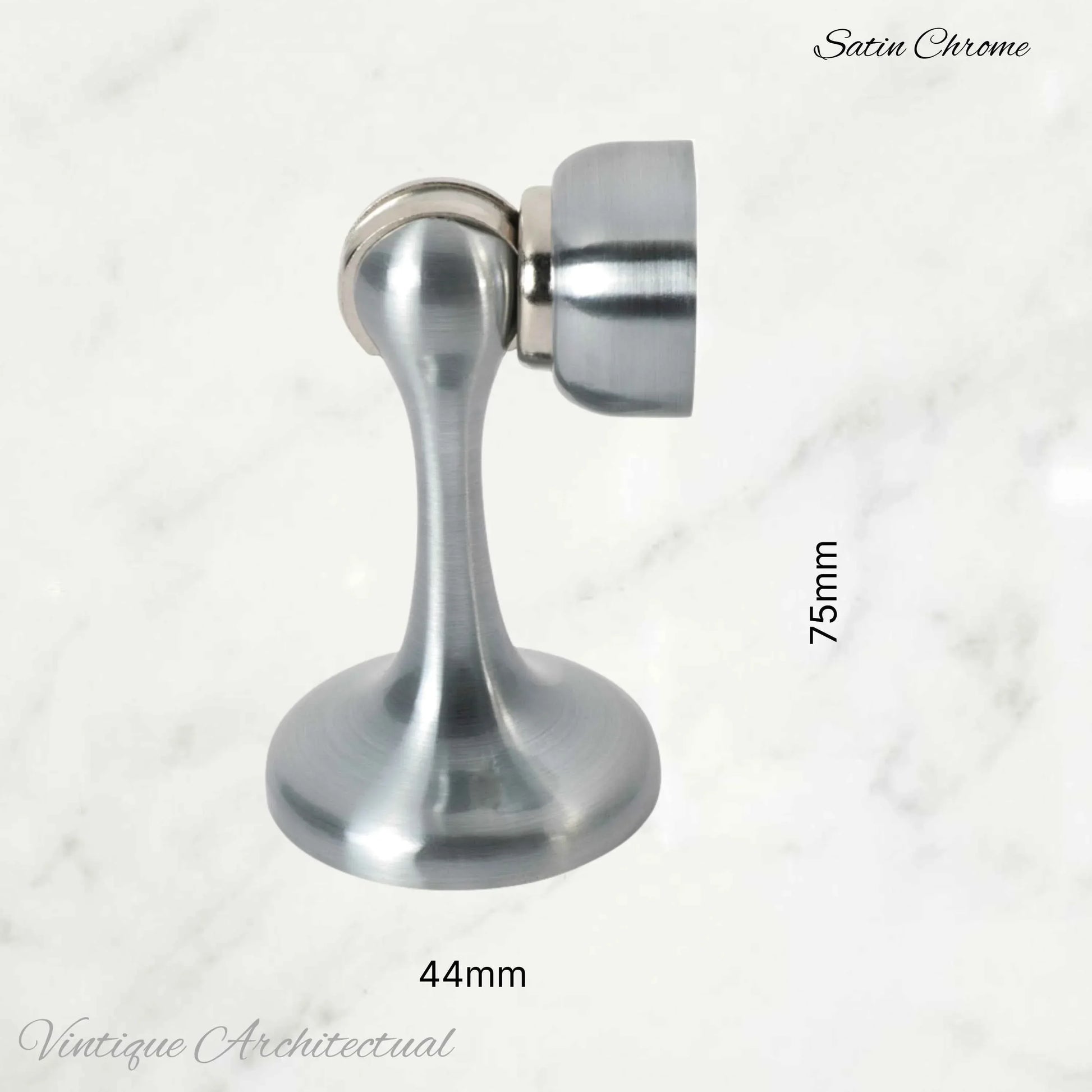 Satin Chrome Brass Magnetic door stop 75mm L x 44mm baseplate - Vintique Concepts
