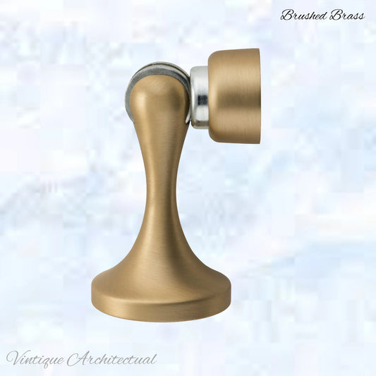 Brushed Brass Magnetic door stop 75mm L x 44mm baseplate - Vintique Concepts