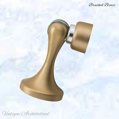 Brushed Brass Magnetic door stop 75mm L x 44mm baseplate - Vintique Concepts