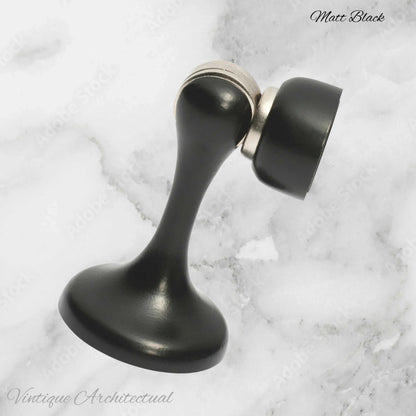 Matt Black Brass Magnetic door stop 75mm L x 44mm baseplate - Vintique Concepts