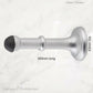 Satin Chrome Brass Classic rubber door stop 100mm Long-Invisible fixing - Vintique Concepts