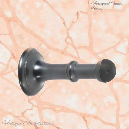 Antiqued Copper Brass Classic rubber door stop 80mm Long-Invisible fixing - Vintique Concepts