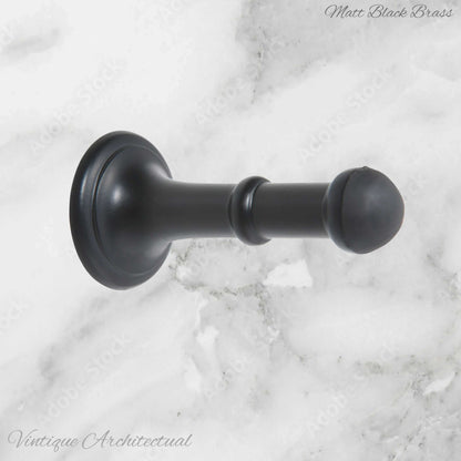 Matt Black Brass Classic rubber door stop 80mm Long-Invisible fixing - Vintique Concepts