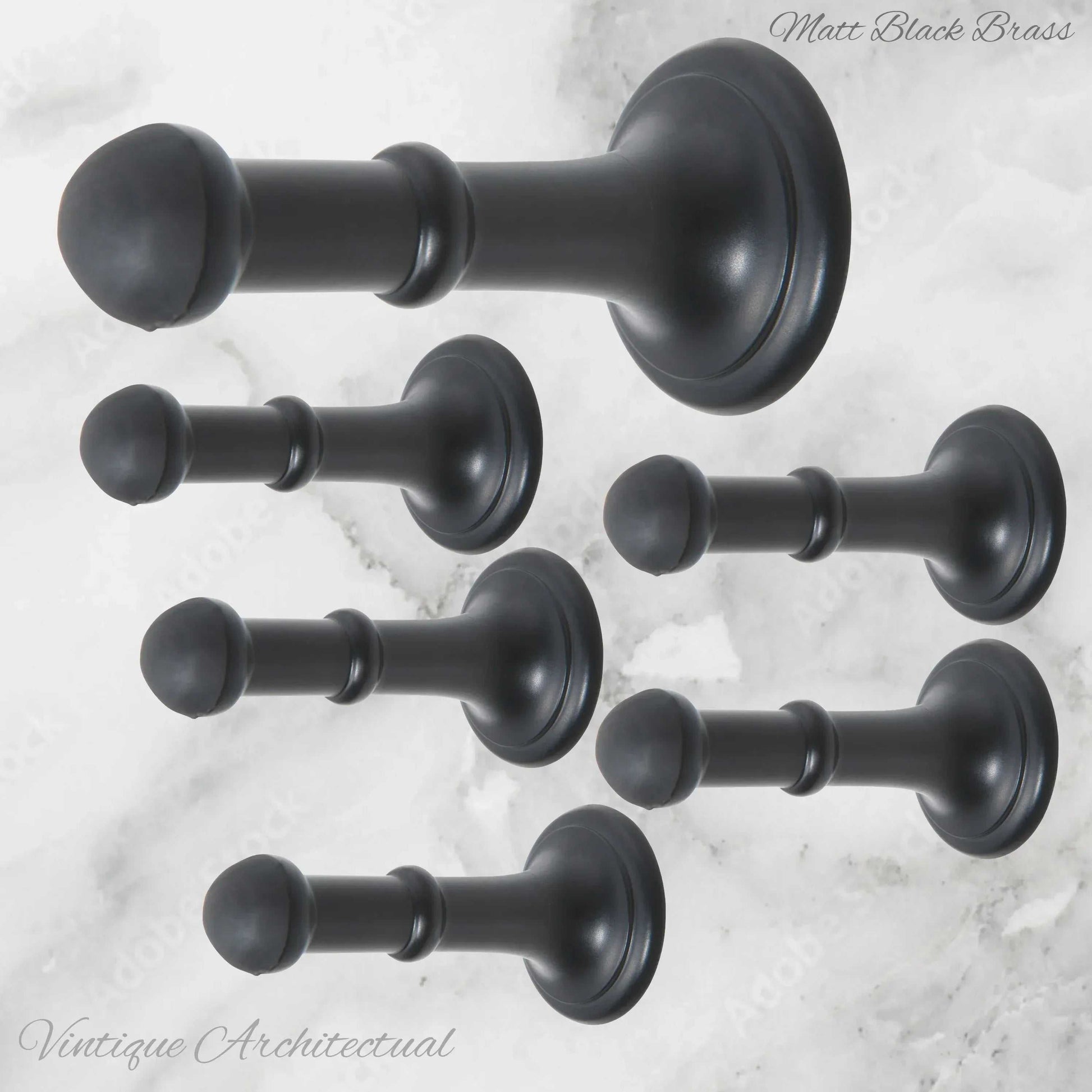 Matt Black Brass Classic rubber door stop 80mm Long-Invisible fixing - Vintique Concepts
