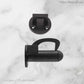 Matt Black Brass Hook & secure rubber door stop -70mm long - Vintique Concepts