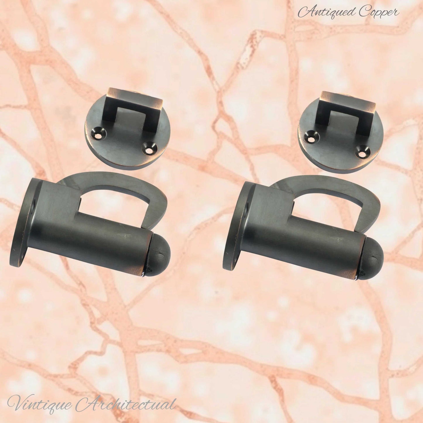 Antiqued Copper Hook & secure rubber door stop -70mm long - Vintique Concepts