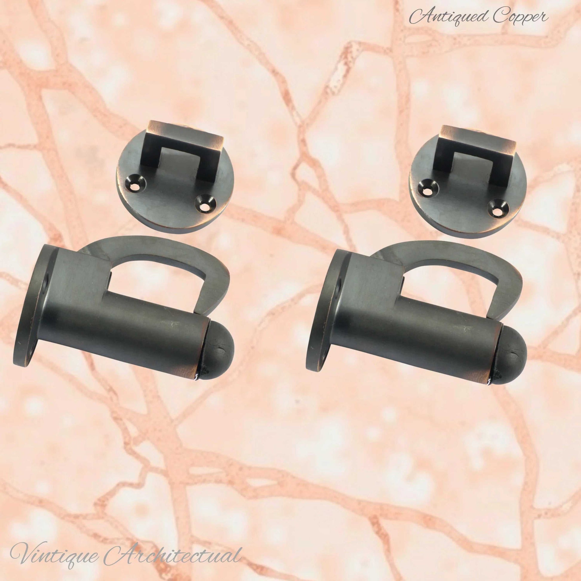 Antiqued Copper Hook & secure rubber door stop -70mm long - Vintique Concepts