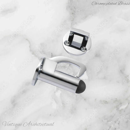 Chrome Plated Hook & secure rubber door stop -70mm long - Vintique Concepts