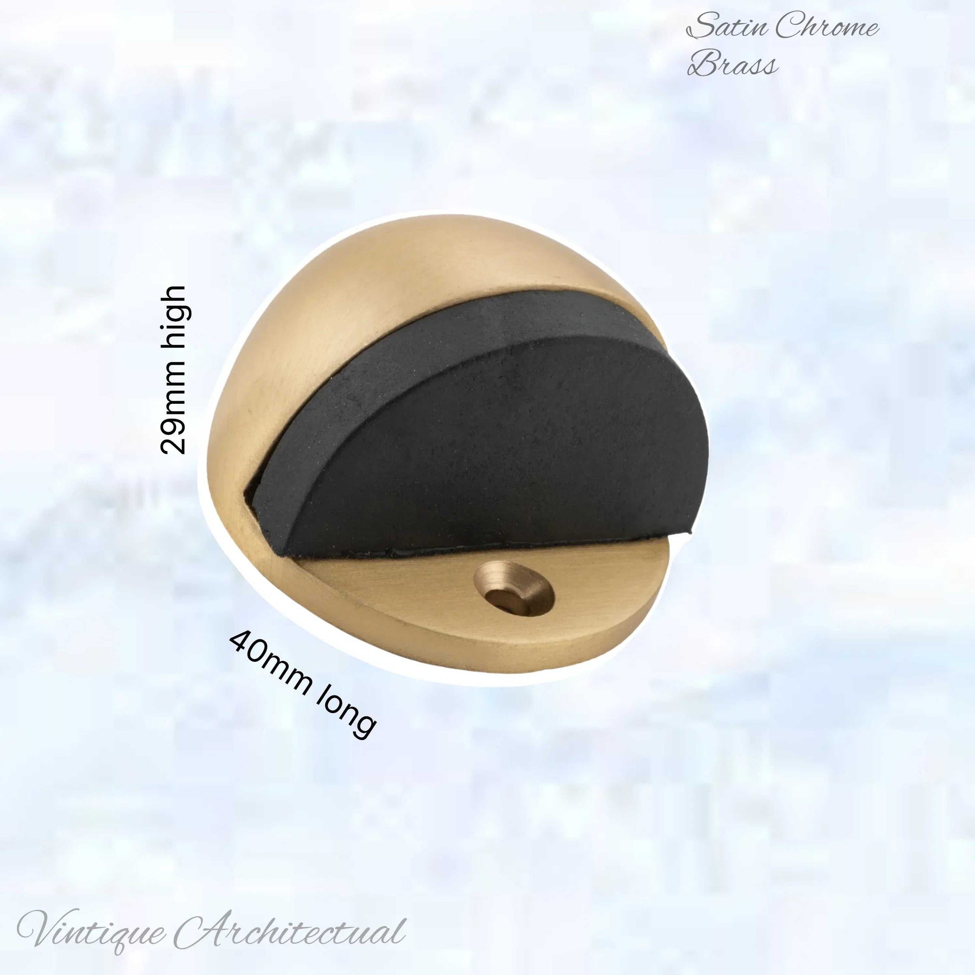 Brushed Brass Oval Floor rubber door stop -satin Finish - Vintique Concepts