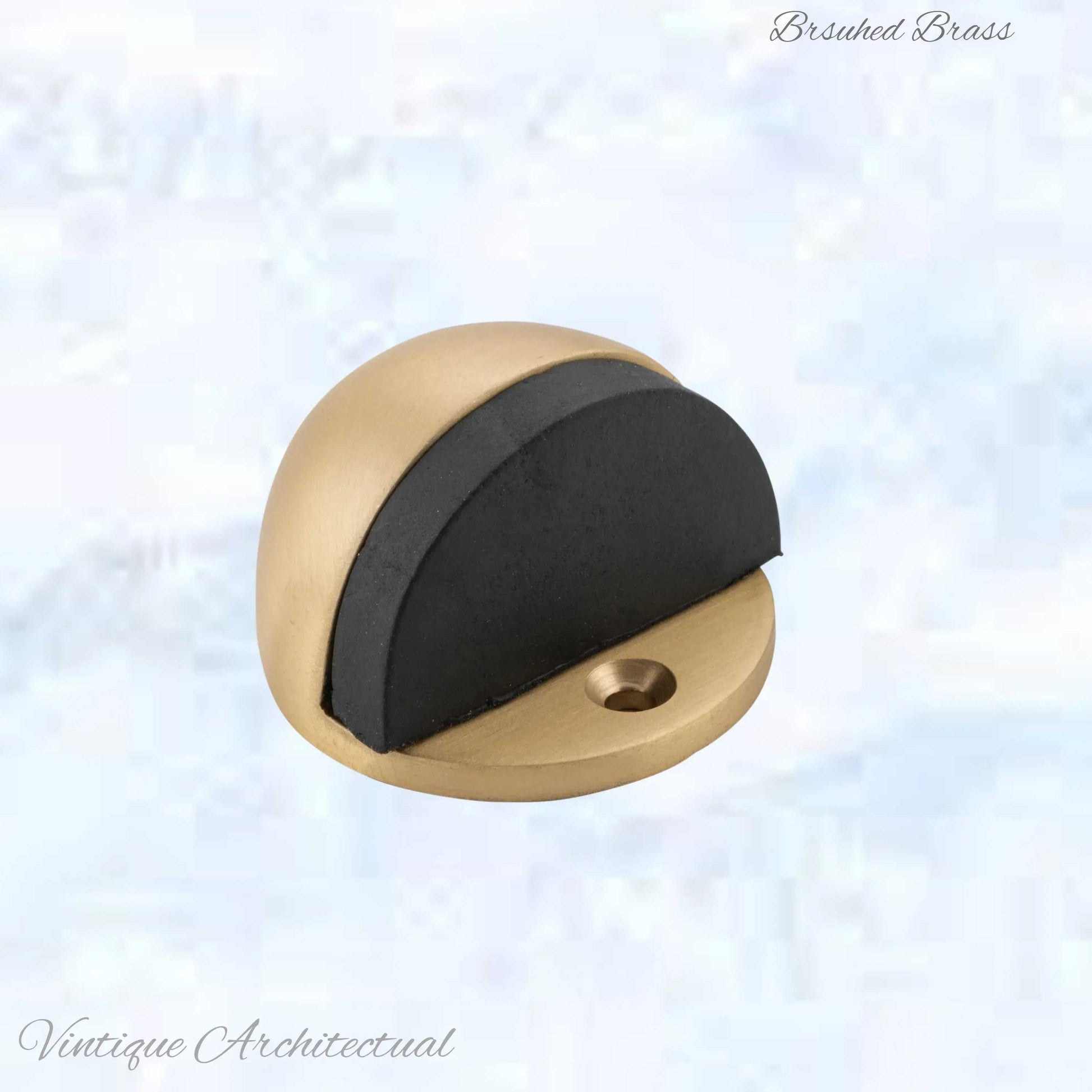 Brushed Brass Oval Floor rubber door stop -satin Finish - Vintique Concepts