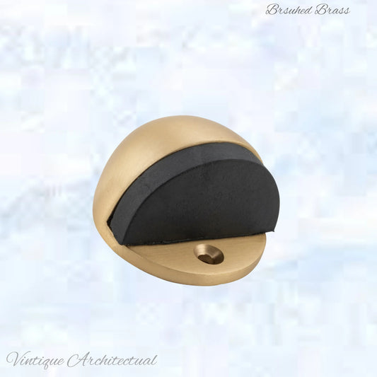Brushed Brass Oval Floor rubber door stop -satin Finish - Vintique Concepts