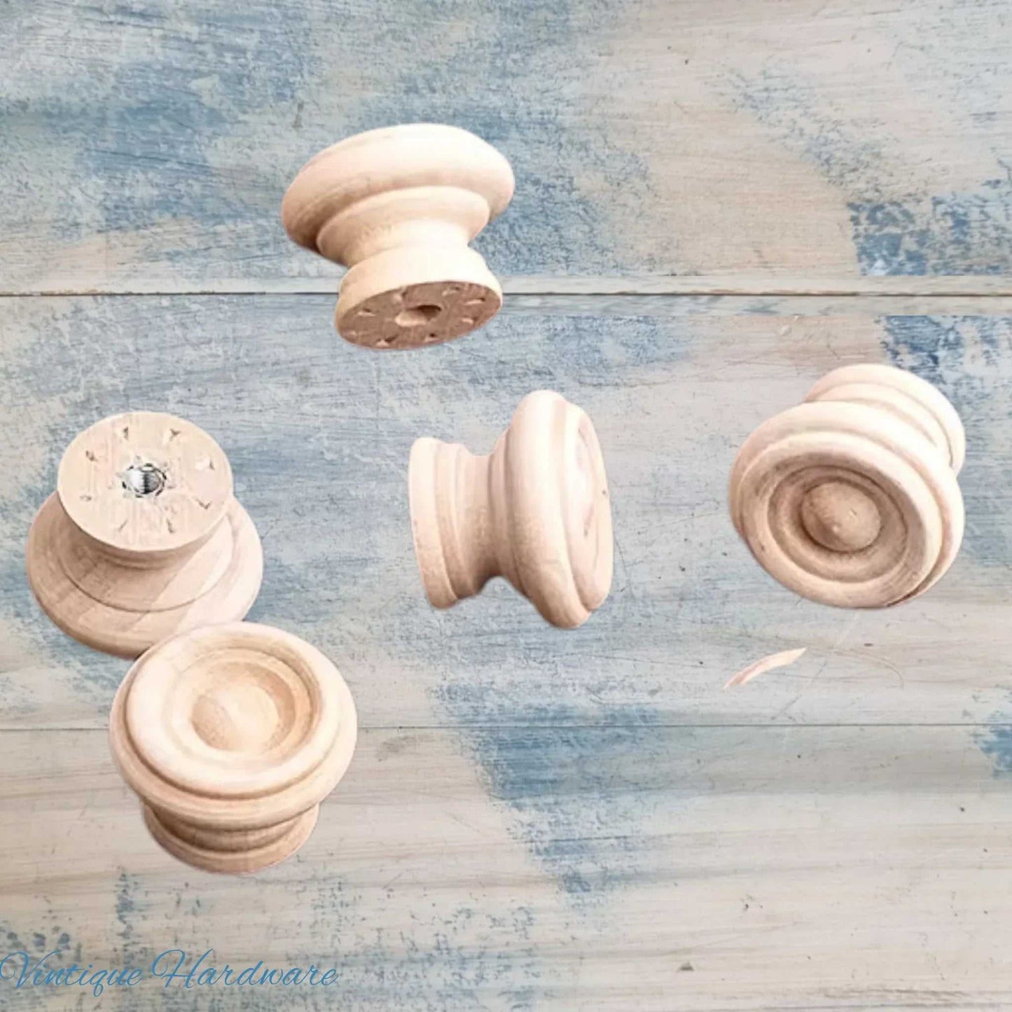 Celestial Natural Wood Round furniture knob 22mm dia - Vintique Concepts