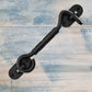 Ornate Black Steel Cabin Hook 103mm long - Vintique Concepts