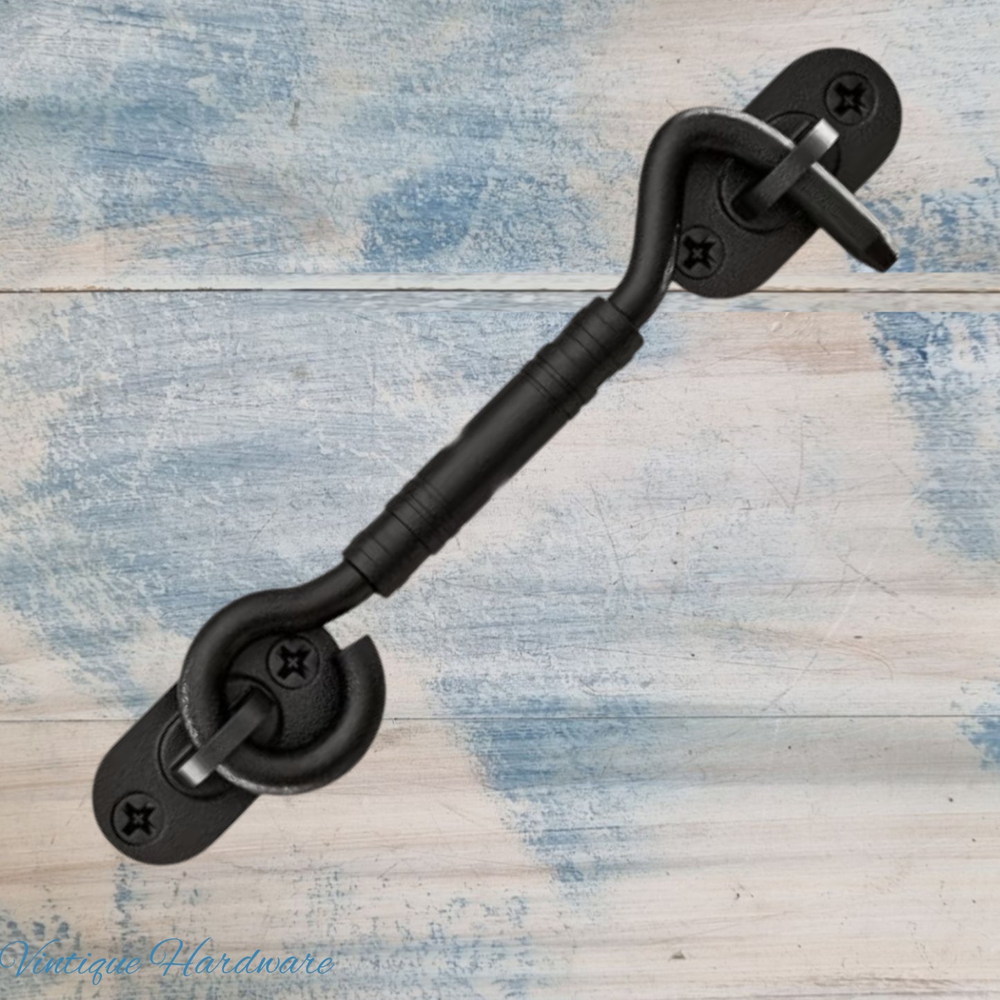 Ornate Black Steel Cabin Hook 103mm long
