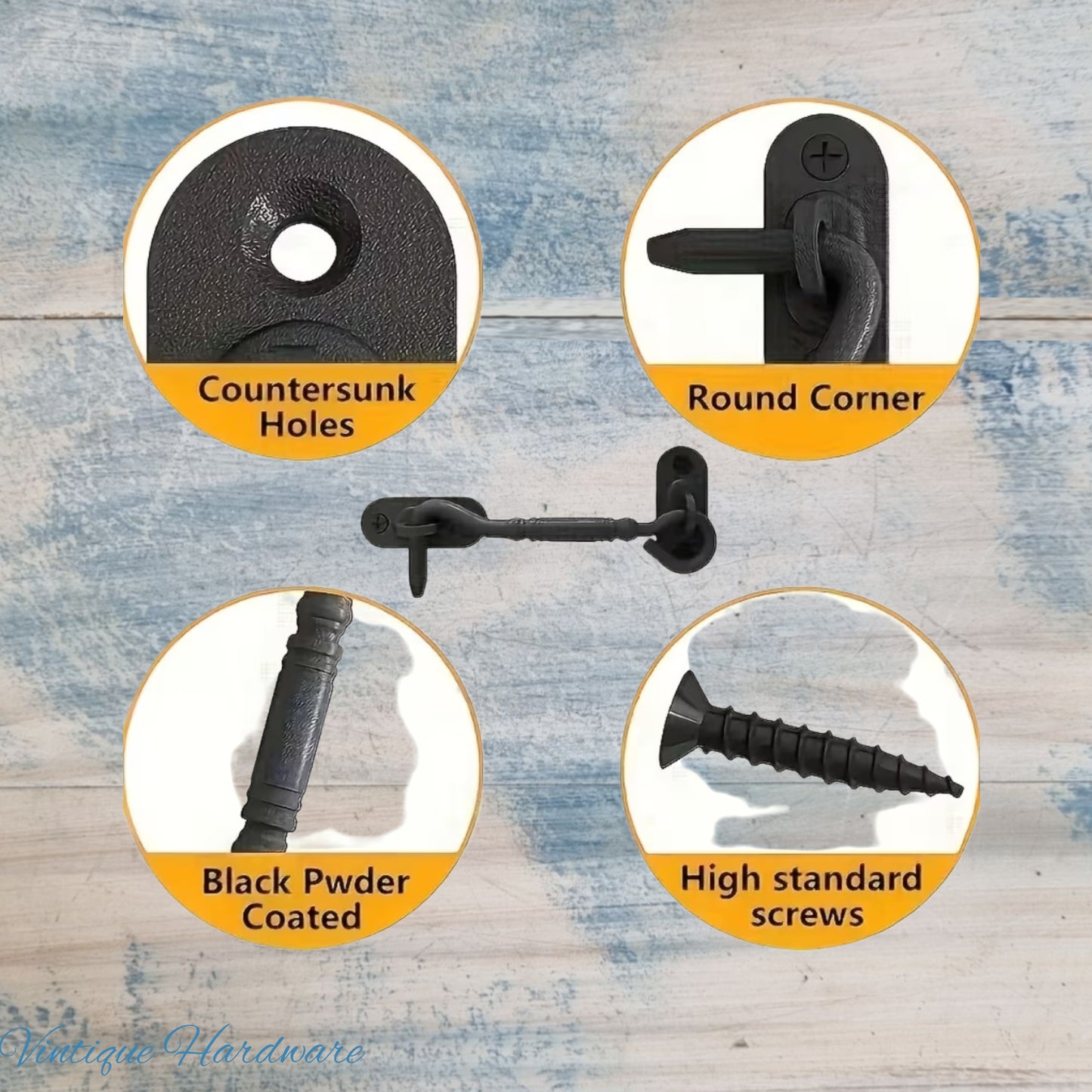 Ornate Black Steel Cabin Hook 103mm long