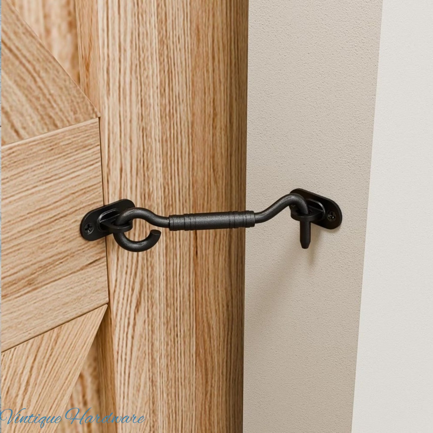 Ornate Black Steel Cabin Hook 103mm long