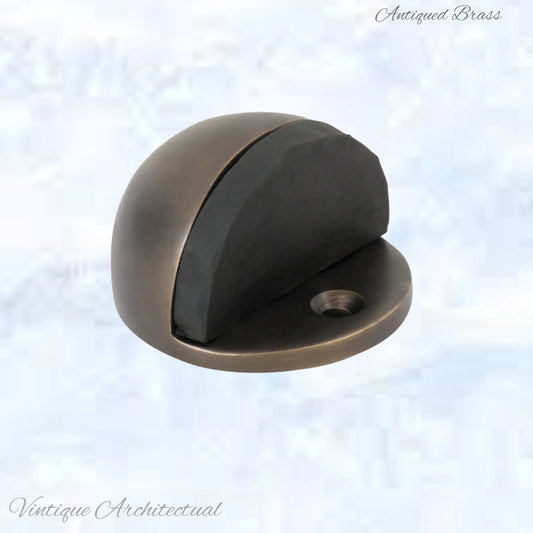 Antiqued Brass Oval Floor rubber door stop - Vintique Concepts