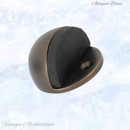 Antiqued Brass Oval Floor rubber door stop - Vintique Concepts