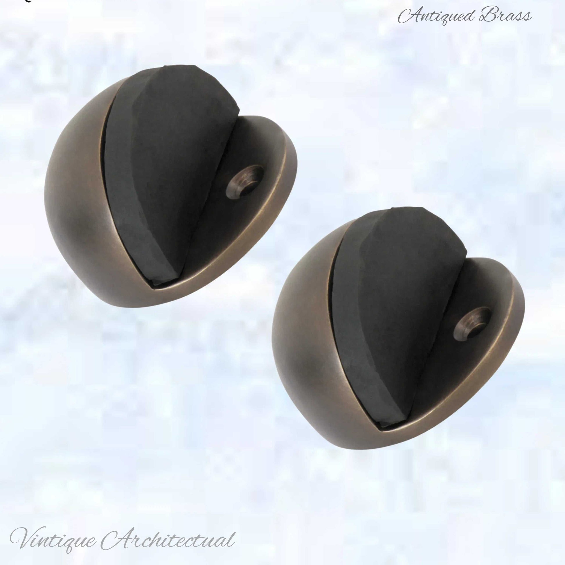 Antiqued Brass Oval Floor rubber door stop - Vintique Concepts