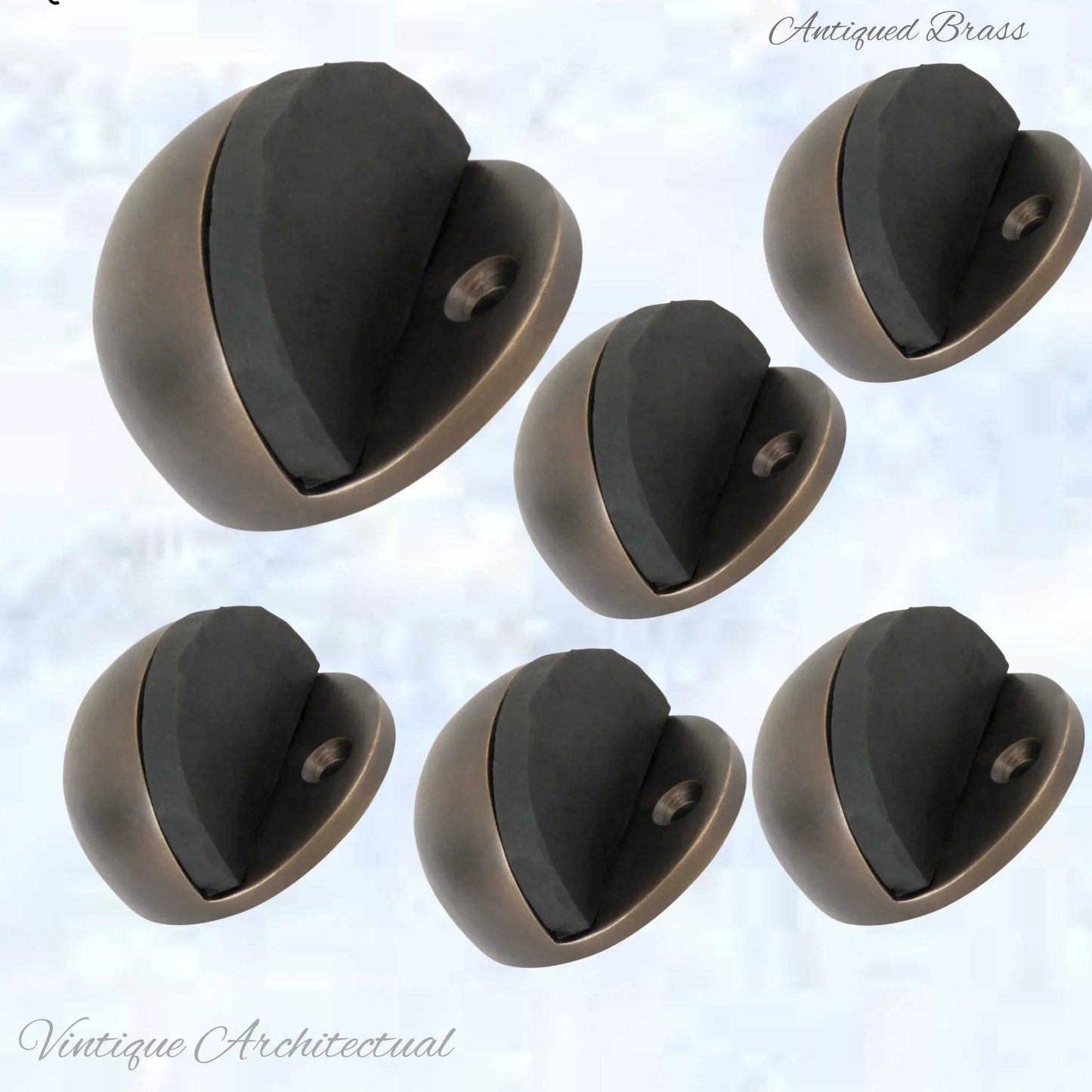 Antiqued Brass Oval Floor rubber door stop - Vintique Concepts