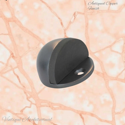 Antiqued Copper Oval Floor rubber door stop - Vintique Concepts